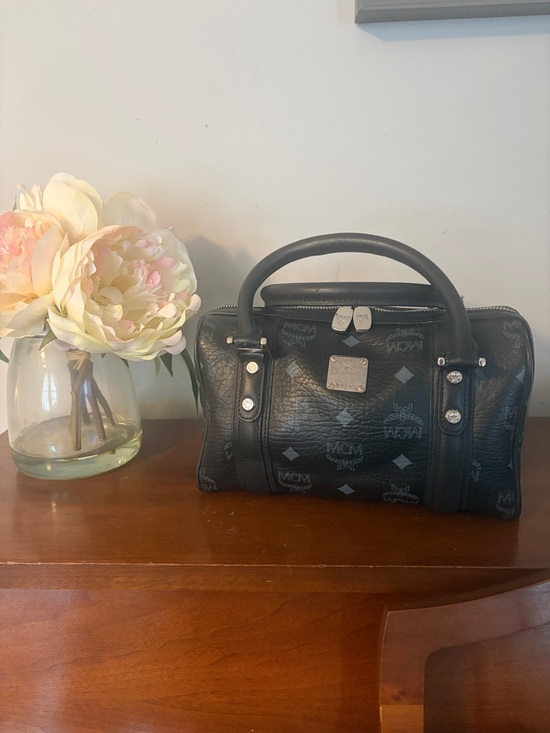 MCM Handbags - MCM Black Visetos Mini Satchel with Silver Hardware